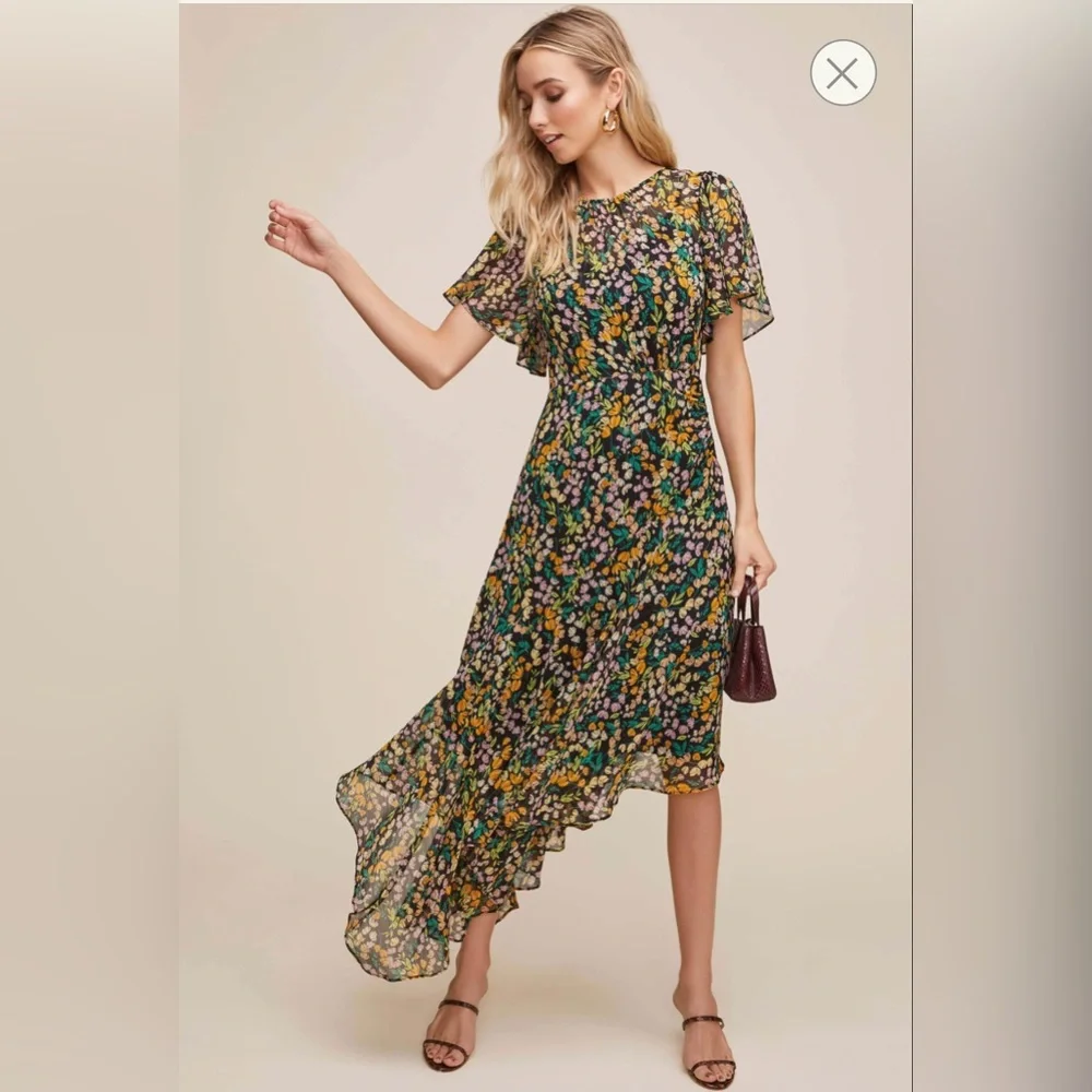 NWOT ASTR FLUTTER SLEEVE FLORAL MAXI - Picture 1 of 3